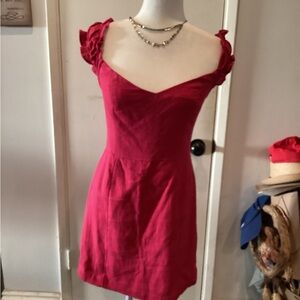 Abercrombie & Fitch Crimson Ruffled Strap Mini Dress